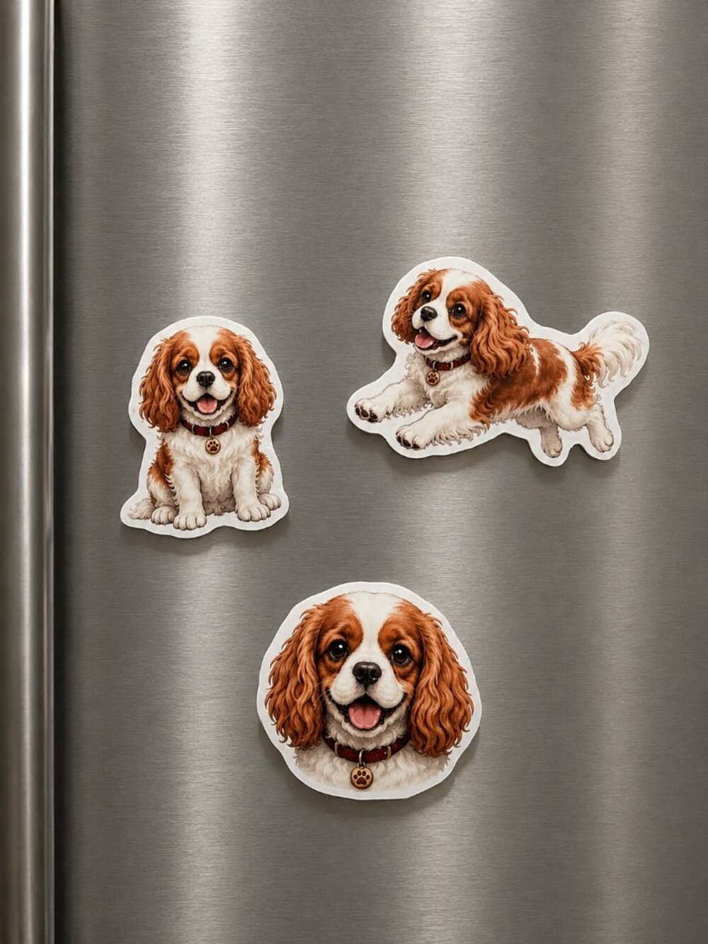 3 Cavalier King Charles Spaniel Dog Magnets Puppy Refrigerator Fridge Decor Gift